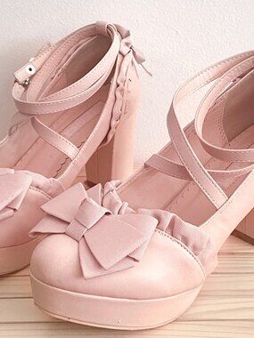 LIZ LISA Pink Bow Pumps Heels sz 5.5-6